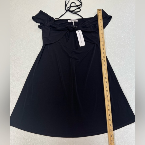 BCBGeneration Knot-Front Off The Shoulder Halter Mini Black Dress Size M NWT - Picture 7 of 11